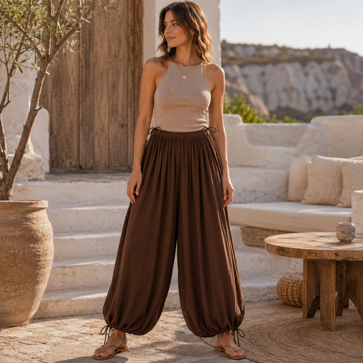 Flow Pants in a darker colourway, full outfit