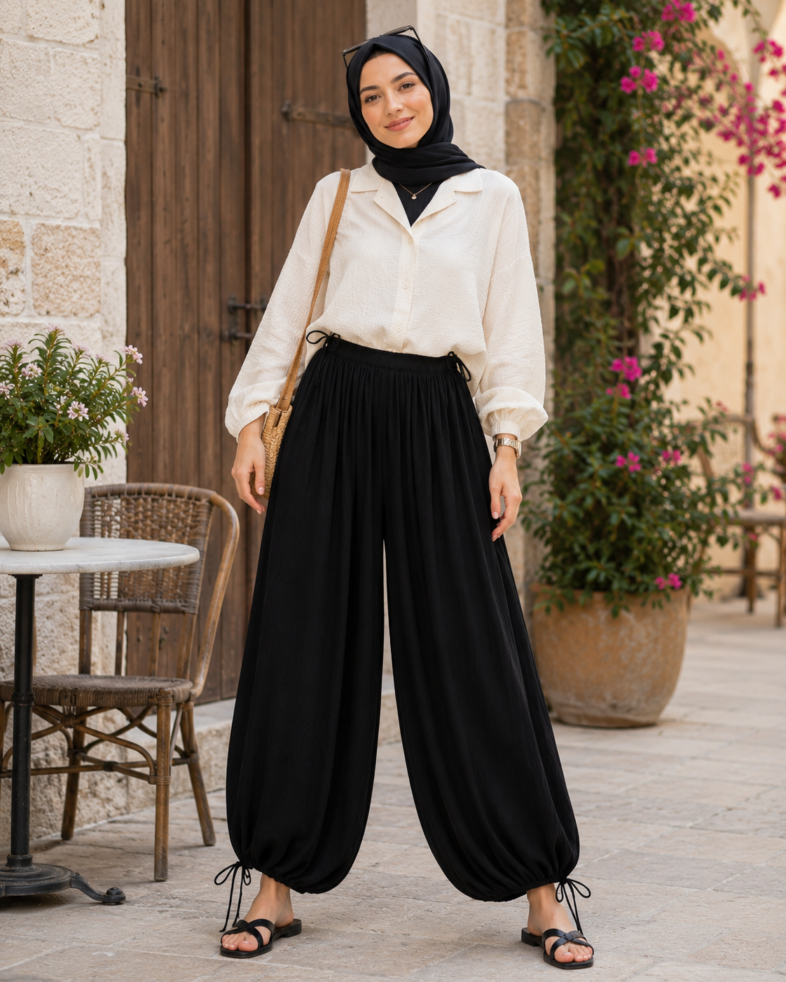 Detail of the lightweight viscose fabric and drape