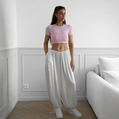 Flow Pants styled with a fitted top